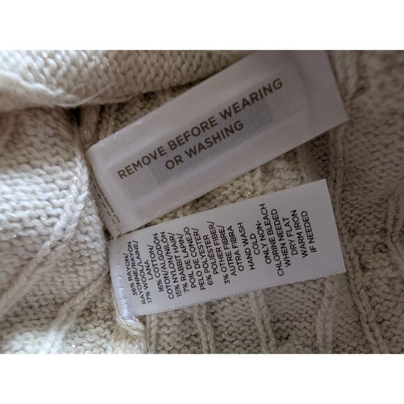 Loft Womens Cable Knit Wool Blend V-Neck Sweater M New - Picture 6 of 10